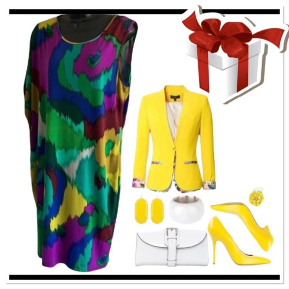NWT🌺Calvin Klein Colourful midi length dress size L